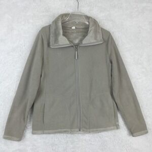 Calvin Klein Performance Jacket Womens Fleece Green Solid Full Zip Pocket Logo L